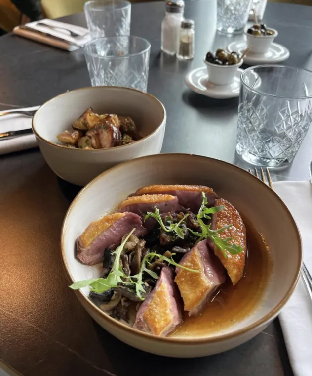 Filet de canette cuit rosé aux champignons, Dardilly, Double 7 Dardilly