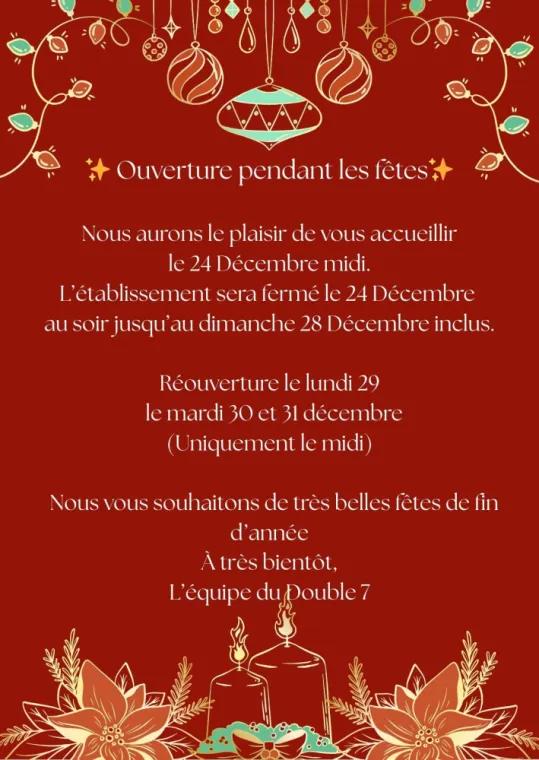  🎄Ouverture pendant les fêtes 🎄 , Dardilly, Double 7 Dardilly